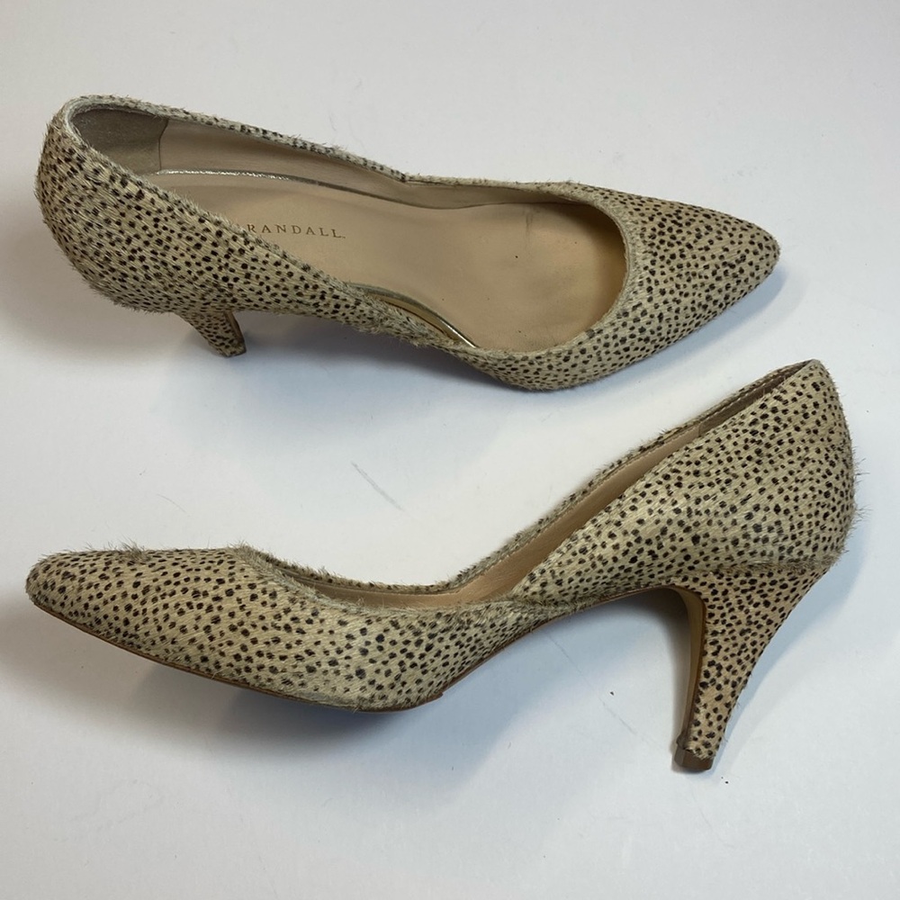 Loeffler Randall Cream Animal Print Kitten Heel Pumps Size 10B Pointed Toe